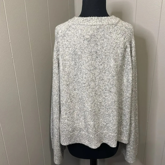 Adriano Goldschmied Noelle heather sparkle gray bell sleeve crewneck sweater New - Picture 4 of 6